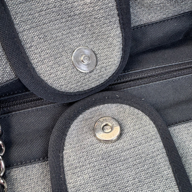 Chanel Deauville Tote Medium Navy Denim Top Handle