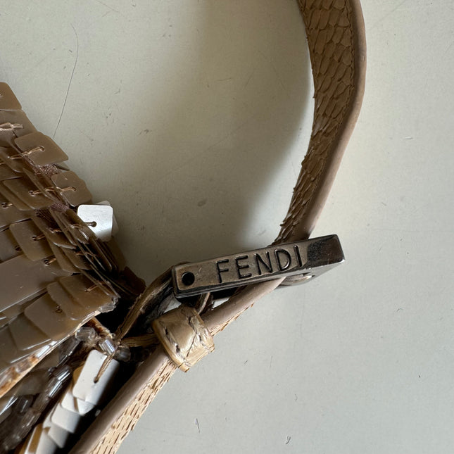 Fendi Baguette Vintage Rare Collectible Gold Sequins and Python leather