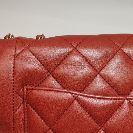 Chanel Diana CC Flap Bag Large Red Lambskin Leather 2014-2015