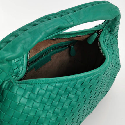 Sold Bottega Veneta Belly Hobo Intrecciato Green Nappa Leather Small