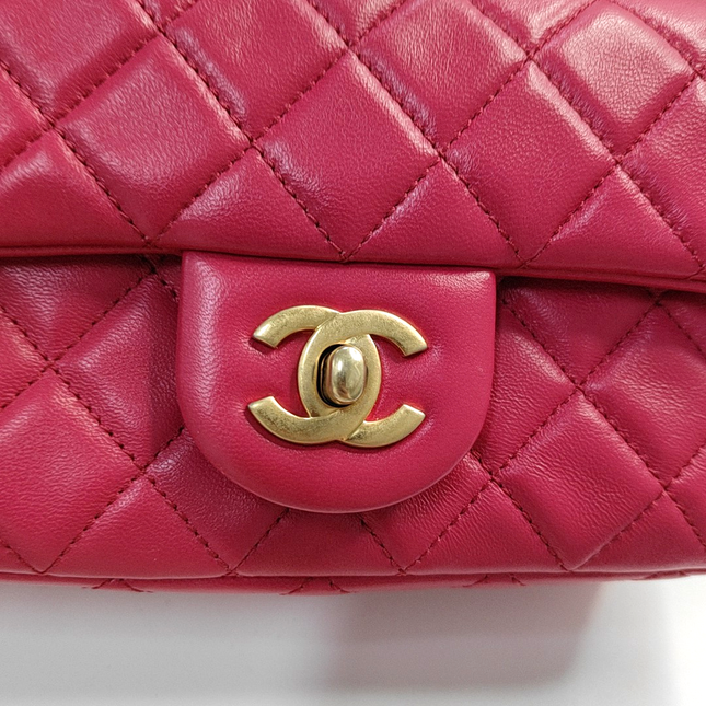 Chanel Classic Flap Rectangular Coco Crush Mini Rose Pink Lambskin Gold Hardware 2020