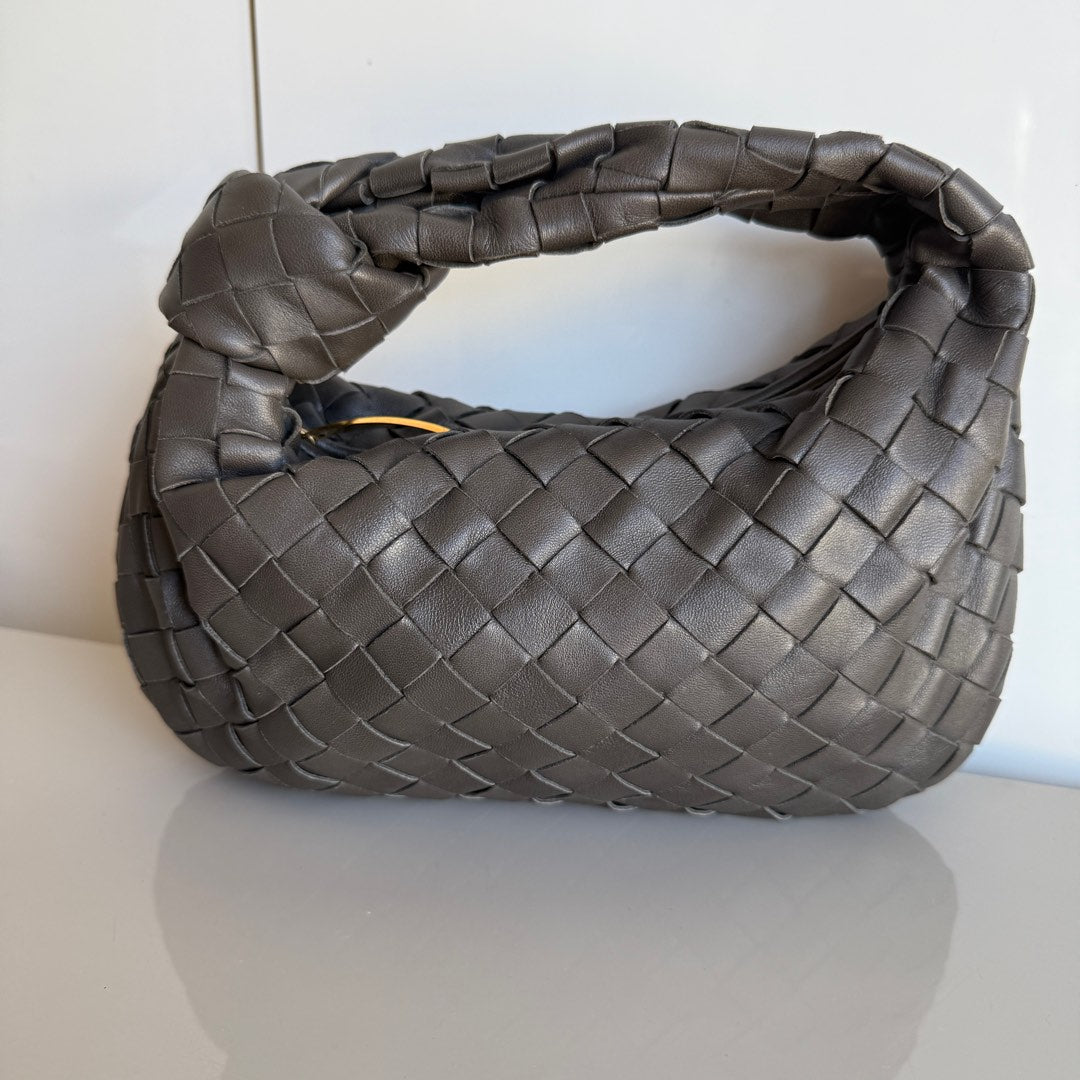 Bottega Veneta Jodie Mini Grey Leather Gold Hardware