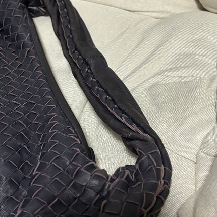 Bottega Veneta Belly Hobo Intrecciato Leather Navy Purple Inside 5077 Medium 40cm