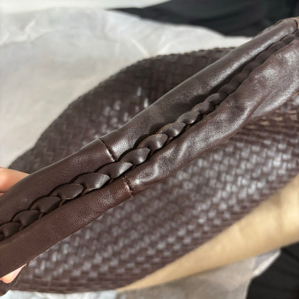 Bottega Veneta Belly Hobo Intreccio Leather Dark Chocolate Brown Large 50cm