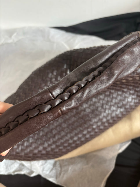 Bottega Veneta Belly Hobo Intreccio Leather Dark Chocolate Brown Large 55cm