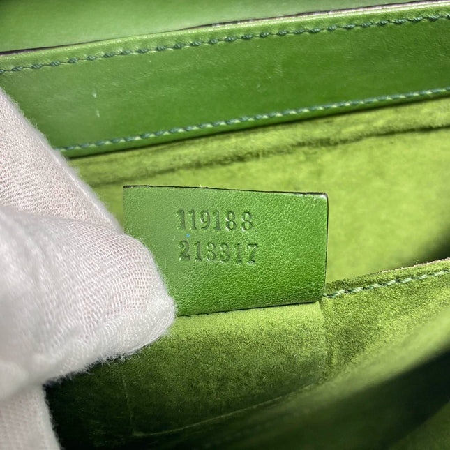 Sold Gucci Horsebit 1955 Green Crocodile Skin Shoulder Bag Large