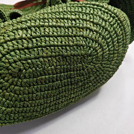 Loewe Raffia Ballon Ruffles Green Bucket Shoulder Bag 2022