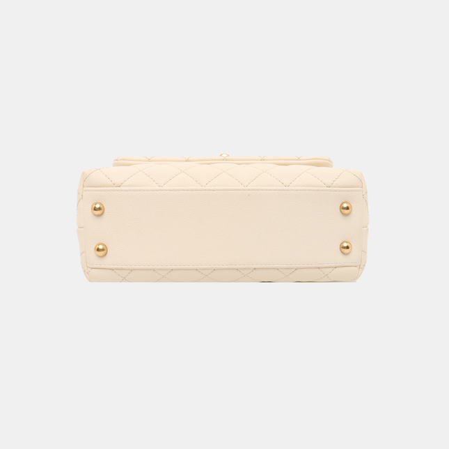 Chanel Coco Handle Small Beige Caviar Leather Gold Hardware, 2017