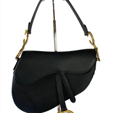 Sold Dior Saddle Black Medium Grained Leather Handbag with Gold Hardware-Luxbags