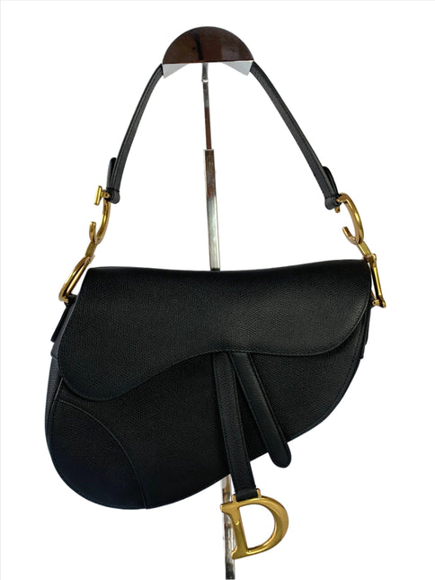 Sold Dior Saddle Black Medium Grained Leather Handbag with Gold Hardware-Luxbags