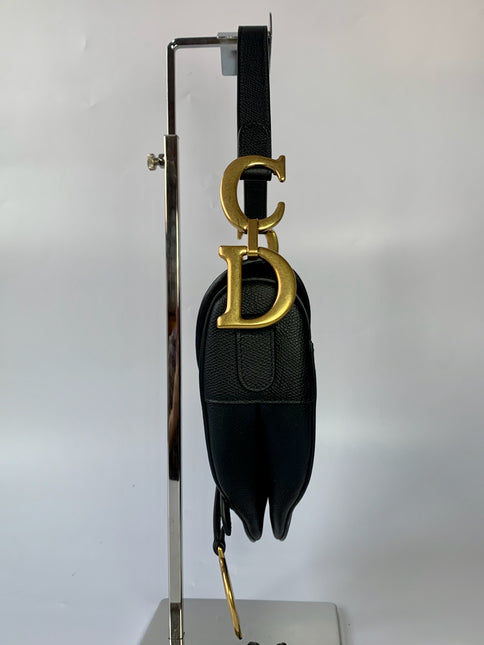 Sold Dior Saddle Black Medium Grained Leather Handbag with Gold Hardware