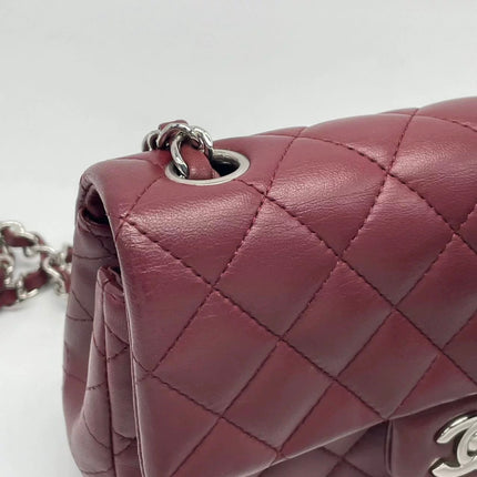 Chanel Classic Flap Rectangular Mini Burgundy Lambskin Silver HW, 2019