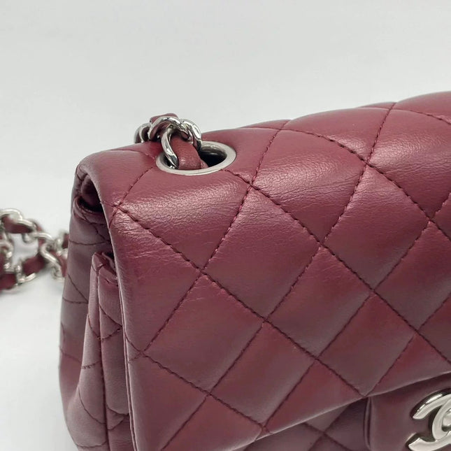 Chanel Classic Flap Rectangular Mini Burgundy Lambskin Silver HW, 2019