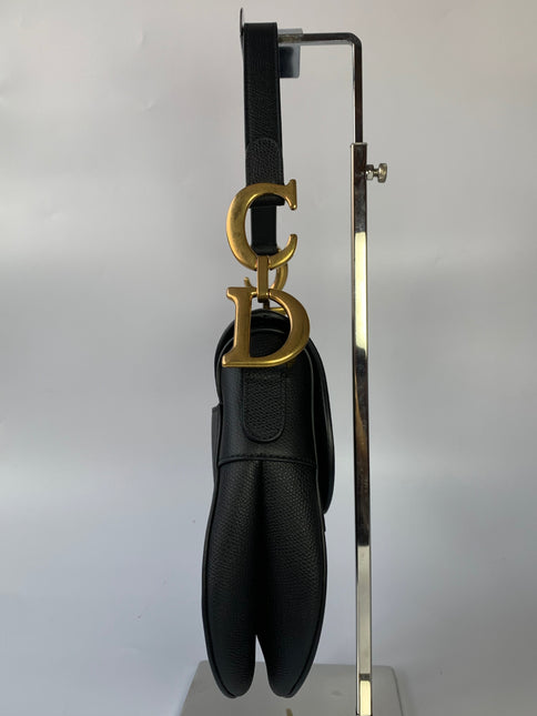 Sold Dior Saddle Black Medium Grained Leather Handbag with Gold Hardware