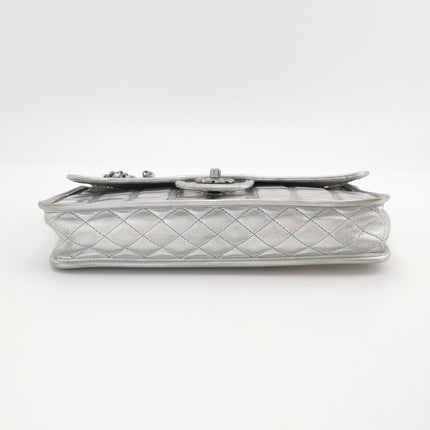 Chanel Ice Cube Chocolate Bar Classic Flap Metallic Silver PVC with Leather