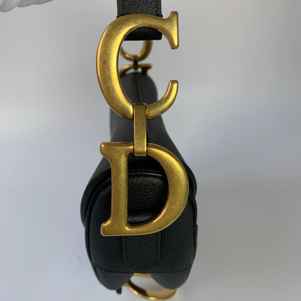 Sold Dior Saddle Black Medium Grained Leather Handbag with Gold Hardware