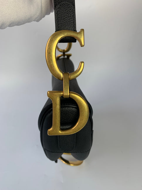 Sold Dior Saddle Black Medium Grained Leather Handbag with Gold Hardware