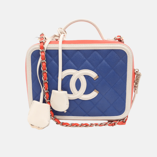 Chanel Filigree Medium Vanity Case Tricolor Caviar Leather, 2018-2019-Luxbags