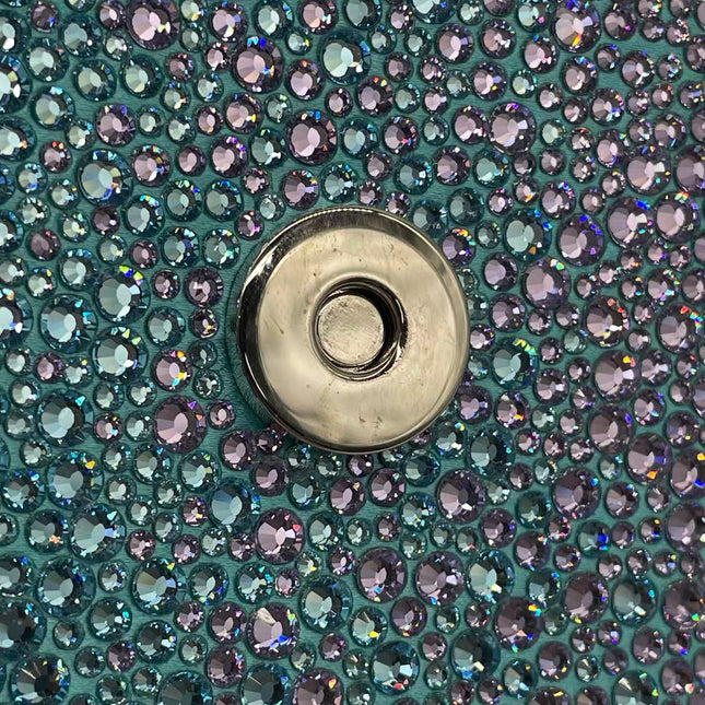 Versace La Medusa Mini Crystal Embellished Top Handle Bag in Blue Pink