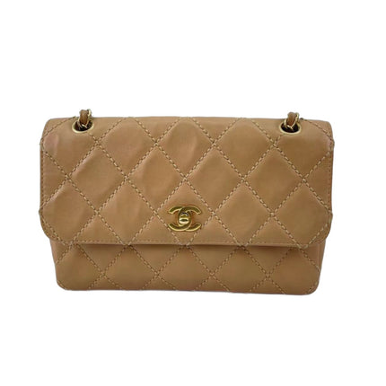 Chanel Wild Stitch Flap Beige Leather with Stitching Detail-Luxbags