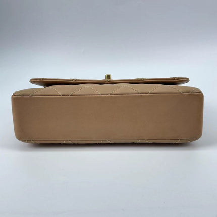 Sold Chanel Wild Stitch Flap Beige Leather with Stitching Detail