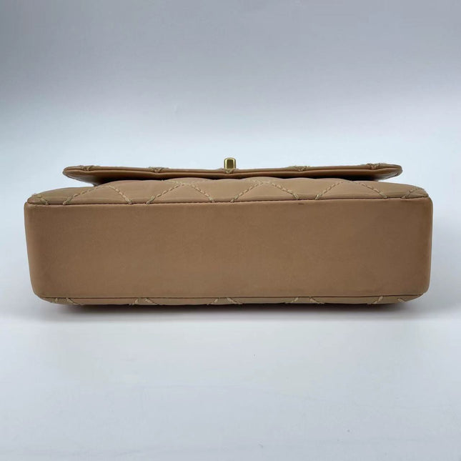Sold Chanel Wild Stitch Flap Beige Leather with Stitching Detail