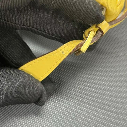 Prada Chain Shoulder Bag Nylon Yellow with Gold-tone Chain