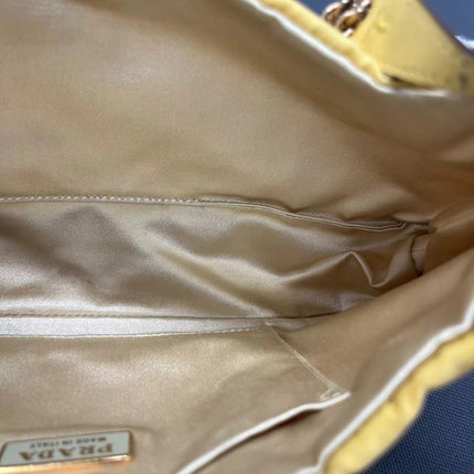 Prada Chain Shoulder Bag Nylon Yellow with Gold-tone Chain