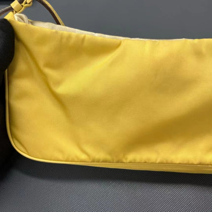 Prada Chain Shoulder Bag Nylon Yellow with Gold-tone Chain