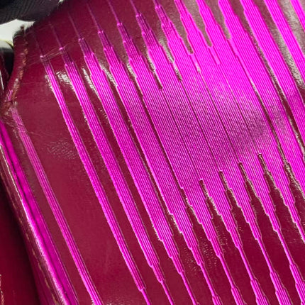 Fendi Baguette Pink Patent Leather Striped Gold Hardware Shoulder Bag