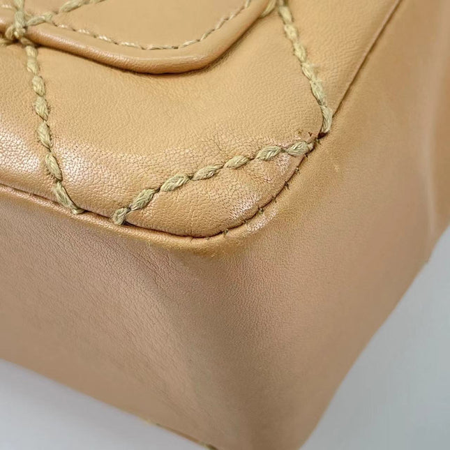 Sold Chanel Wild Stitch Flap Beige Leather with Stitching Detail