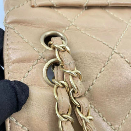 Sold Chanel Wild Stitch Flap Beige Leather with Stitching Detail