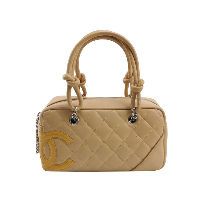 Chanel Cambon Small Shoulder Bag Beige Calfskin Leather Double Strap-Luxbags