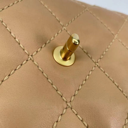 Sold Chanel Wild Stitch Flap Beige Leather with Stitching Detail