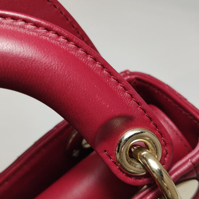 Lady Dior Mini 2020 Dark Red Lambskin Leather Gold HW Chain Strap