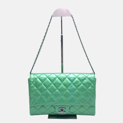 Chanel Envelope Clutch with Chains 2013 Shoulder Bag Apple Green Patent Leather-Luxbags