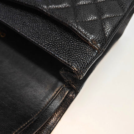 Chanel Classic Flap Medium Dark Navy Caviar Leather with 24k Gold Hardware, 2008