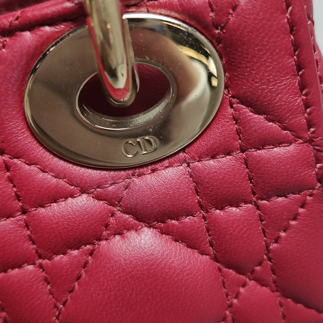 Lady Dior Mini 2020 Dark Red Lambskin Leather Gold HW Chain Strap