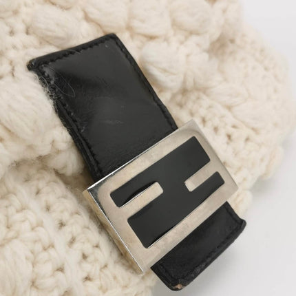 Sold Fendi Baguette Bag White Wool Pompom Shoulder Bag