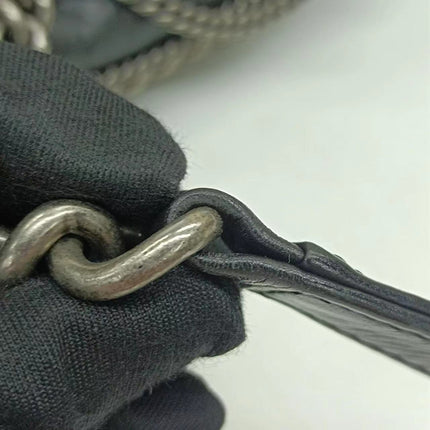 Chanel Enchained Boy Bag 2012 Black Leather Medium Flap Bag