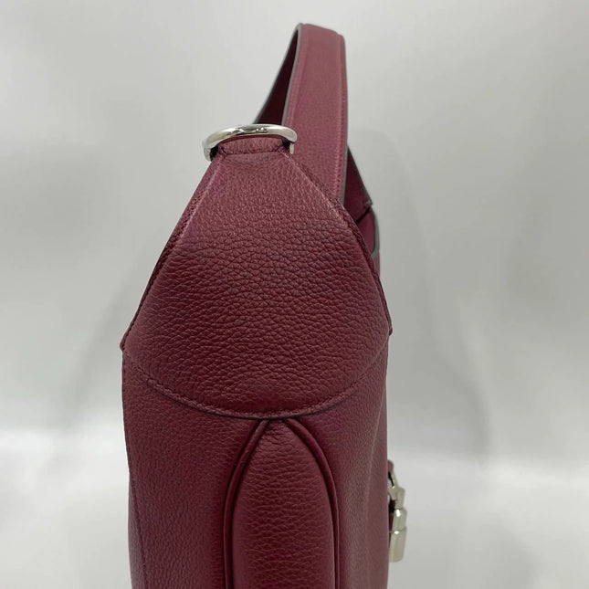 Gucci Jackie 1961 Burgundy Large Pebbled Leather Shoulder Bag with Strap