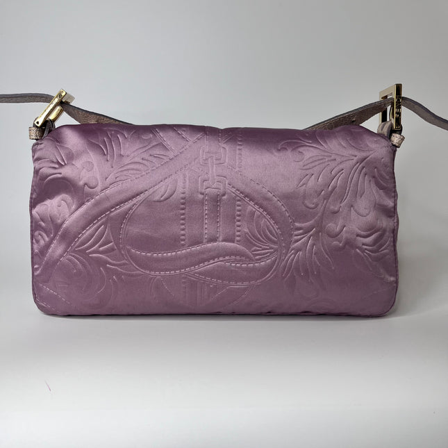 Sold FENDI Baguette Purple Silk with embossed pattern