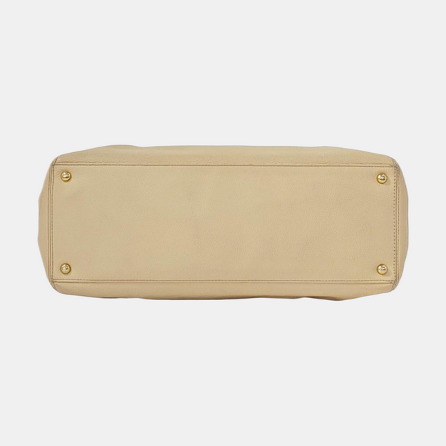 Chanel Cerf Executive Medium Beige Leather Handbag with Strap 35cm