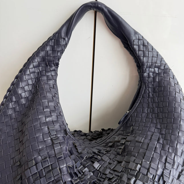 Bottega Veneta Veneta Hobo Midnight Blue Dark Navy Intrecciato Leather Bag 47cm