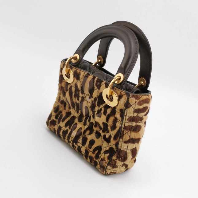 Sold Lady Dior Mini Handbag Pony-style Calfskin Leather Leopard Print