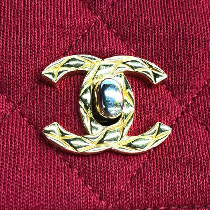Chanel Mini Top Handle Bag Red Fabric Gold Hardware