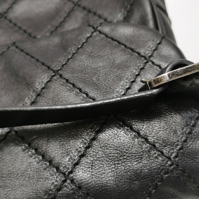 Chanel 2013 Paris-Edinburgh Large Black Flap Calfskin Leather Shoulder Bag