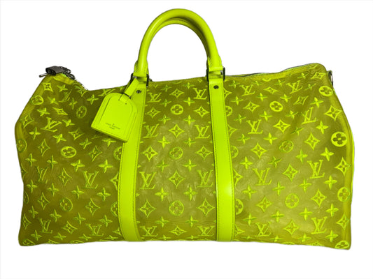 Sold Louis Vuitton Keepall Bandouliere Monogram Mesh 50 Yellow in Mesh/Leather-Luxbags