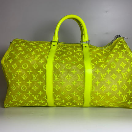 Sold Louis Vuitton Keepall Bandouliere Monogram Mesh 50 Yellow in Mesh/Leather