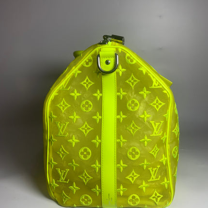 Sold Louis Vuitton Keepall Bandouliere Monogram Mesh 50 Yellow in Mesh/Leather